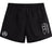 The Atlanta Premier Rugby Club Tactic Short by EMB Canterbury is a black lightweight men’s rugby short with an elastic waistband, a white geometric design on the right leg, and a circular logo patch left—perfect for everyday workouts.
