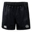 The Atlanta Premier Rugby Club Advantage Rugby Shorts by EMB Canterbury feature an elastic waistband, the Canterbury logo on the left thigh, and a circular AR rugby logo on the right thigh.