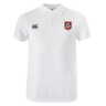 The AG Bulldogs Waimak Polo by Canterbury features a buttoned collar, black CCC logo on the right chest, and a red shield with a wolf on the left—an ideal EMB Canterbury pick for any rugby fan’s shirt collection.