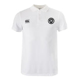 The Atlanta Premier Rugby Club Waimak Polo by EMB Canterbury is a plain white men's polo with a small black and white logo on the left chest and the Canterbury logo on the right, styled like the classic CCC Waimak Rugby Polo.