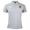 Show your Bulldogs pride with the AG Bulldogs Waimak Polo by Canterbury—light grey, collared, three-button placket, white CCC logo right chest, red bulldog crest left chest. The perfect EMB Canterbury rugby fan shirt for true supporters.