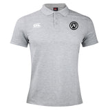 Light grey short-sleeve Atlanta Premier Rugby Club Waimak Polo by EMB Canterbury, with a buttoned collar, black circular left chest logo, and white "Canterbury" logo on the right chest.