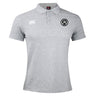 Light grey short-sleeve Atlanta Premier Rugby Club Waimak Polo by EMB Canterbury, with a buttoned collar, black circular left chest logo, and white "Canterbury" logo on the right chest.