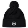 The Atlanta Premier Rugby Club Pom Pom Beanie by EMB Canterbury features a large top pom-pom and a circular club logo patch on the cuff, styled in the classic Canterbury Rugby beanie design.
