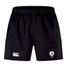 The West Potomac RFC Advantage Short 2.0 by EMB Canterbury features an elastic waistband, white Canterbury logo on the left leg, and club crest on the right leg—perfect athletic shorts for training or daily wear.