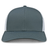 The S&S Activewear Retro Trucker Cap features a gray and white design, mesh back, solid front panel, snapback closure, and is shown from the front view.