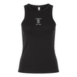 The Women's Amoskeag Rugby Club Baby Rib Tank by EMB S&S Activewear is a black sleeveless top featuring "AMOSKEAG" and "Est. 1984" in white on the front, with a small team logo above the text.