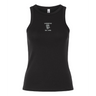 The Women's Amoskeag Rugby Club Baby Rib Tank by EMB S&S Activewear is a black sleeveless top featuring "AMOSKEAG" and "Est. 1984" in white on the front, with a small team logo above the text.
