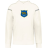 The Argentina Heritage Prep Vintage Shield Hoodie by WRS Augusta features a blue and yellow emblem with a cheetah and 1910, celebrating Argentina heritage.