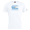 The Canterbury Argentina CCC Flag Club T-Shirt by WRS Canterbury features a soft cotton blend material with "Canterbury," a Kiwi logo of three blue overlapping C's, and a graphic sun on the chest.