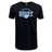 The Nations of Rugby Argentina Wordmark Supersoft Tee by WRS LAT is a unisex black t-shirt featuring "Argentina Rugby" text in blue and white with a graphic of a rugby player's silhouette below. Crafted for ultimate comfort, it's perfect for any fan.