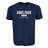The WRS S&S Activewear Arms Park Stadium Tee features navy blue fabric and bold white "ARMS PARK RUGBY EST. MDCCCLXXVI" text—a must-have for Welsh rugby fans and Cardiff Arms Park supporters.