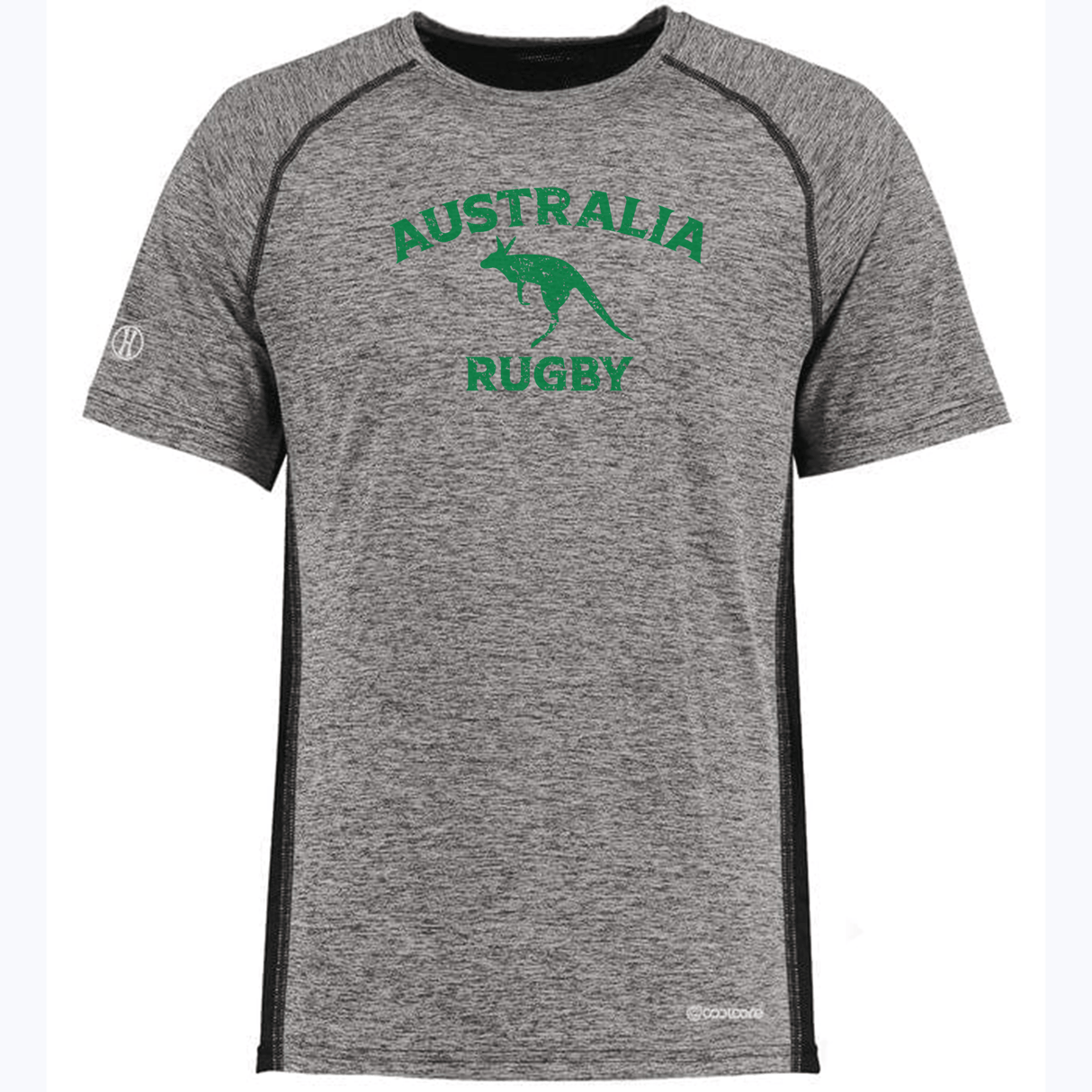An Nations of Rugby Australia Rugby Electrify Training Tee in electrify grey with the WRS Augusta logo on it.