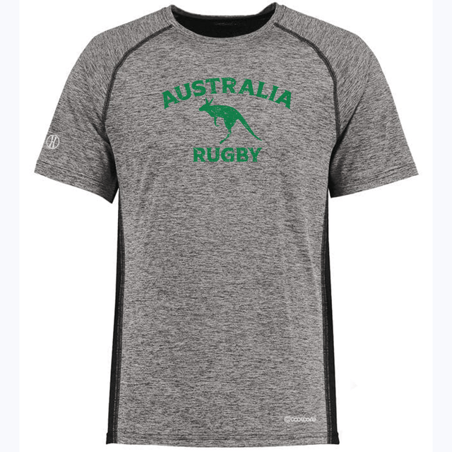 An Nations of Rugby Australia Rugby Electrify Training Tee in electrify grey with the WRS Augusta logo on it.