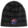 A gray striped beanie from EMB Canterbury featuring the Australia Shield emblem.