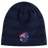 Introducing the EMB Canterbury Australia Shield Beanie: a navy blue beanie with dark stripes and a front patch featuring an Australian flag design. Ideal for subtle national pride and cozy warmth.