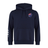 Meet the Australia Shield Club Hoodie from EMB Canterbury: a navy hoodie featuring a kangaroo emblem and Southern Cross stars on the chest. Made from top-quality sweatshirt fleece, it includes Canterbury sleeve branding, a front pocket, and a drawstring hood for unparalleled comfort and style.