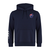 Meet the Australia Shield Club Hoodie from EMB Canterbury: a navy hoodie featuring a kangaroo emblem and Southern Cross stars on the chest. Made from top-quality sweatshirt fleece, it includes Canterbury sleeve branding, a front pocket, and a drawstring hood for unparalleled comfort and style.
