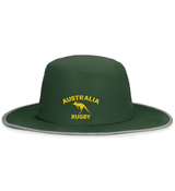 A green hat with the words Nations of Rugby Australia Rugby Legend Boonie Cap, perfect for rugby fans.