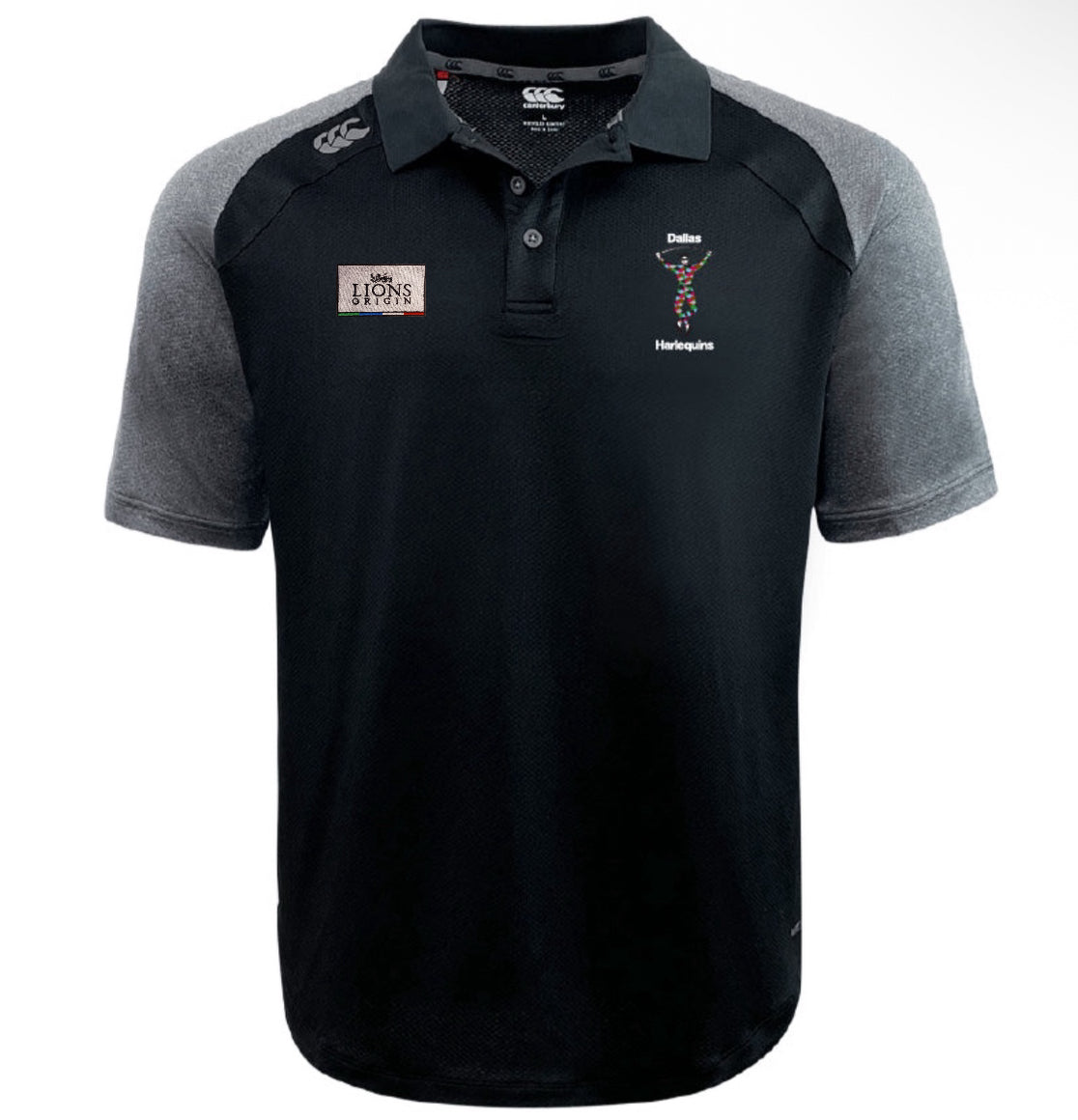 The Dallas Harlequins Lions Origin Elite Polo by EMB Canterbury features Vapodri fabrics for superior comfort and has embroidered logos on the chest plus a brand logo on the right shoulder.