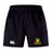 Baltimore Chesapeake Advantage Short 2.0 by EMB Canterbury features black performance sports shorts with a "Brumbies" logo and yellow horse emblem on the right leg, while the left leg boasts a white "CCC" logo, perfect for sustainability-minded athletes seeking comfort and style.
