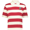 The EMB Augusta Women's Vintage British & Irish Lions Prep Street Rugby Crop features wide red and white stripes with a four-part crest on the left chest for authentic rugby style.