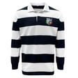 Navy and white striped rugby jersey with a EMB Mudoo British & Irish Lions crest on the left chest.