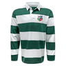 Green and white striped Nations of Rugby British & Irish Lions Vintage Classic jersey with a crest on the left chest, displayed on a plain background.