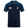 The Boston Women's RFC Vapodri Evader Jersey by EMB Canterbury is a navy blue rugby jersey featuring Canterbury and Boston Women's Rugby Club logos, designed with moisture-wicking technology and a classic neckline for ultimate comfort and style.