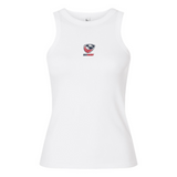 Women's USA Rugby Baby Rib Tank by EMB S&S Activewear, featuring the USA Rugby logo and text centered on the chest.