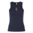 The Women's USA Rugby Heritage Baby Rib Tank by EMB S&S Activewear features navy blue fabric, a small embroidered eagle, and "USARFU" text on the chest—a classic look for USA Rugby fans.