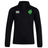 The Brazil Club Shield 1/4 Zip Training Top by EMB Canterbury is a black bonded fleece pullover featuring the Canterbury logo on the right and a Brazilian-themed emblem on the left. Ideal for training or casual wear.
