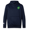 The Brazil Shield Club Lightweight Hoodie by EMB Canterbury, in navy blue, showcases a striking Brazil shield crest on the chest and a Canterbury logo on the sleeve, ideal for rugby supporters.