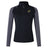 The Boston RFC Women's Elite First Layer by Canterbury, offered by EMB Canterbury, is a black and gray long-sleeve pullover crafted from recycled polyester. It features a half-zip design with a Boston emblem on the chest.