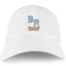 The Ballantyne Ridge Wolves Adult Low-Profile Cotton Twill Dad Cap by EMB S&S Activewear features blue and orange embroidered "BR" lettering above bold orange "WOLVES RUGBY" text on the front.