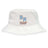 The Ballantyne Ridge Wolves Crusher Bucket Cap by EMB S&S Activewear is a white cotton twill hat with a blue and orange "BR Wolves Rugby" logo on the front, offering team spirit and sun protection.