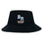 The Ballantyne Ridge Wolves Crusher Bucket Cap by EMB S&S Activewear is a black cotton twill hat with "BR" and "Wolves Rugby" embroidered in orange and white, combining classic style with sun protection.
