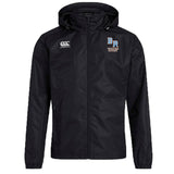 The Ballantyne Ridge Wolves Club Vaposhield Stadium Jacket by EMB Canterbury features padded insulation, a water repellent finish, and "Canterbury" and "BR Wolves Rugby" logos on the chest.