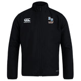 The Ballantyne Ridge Wolves Club Track Jacket by EMB Canterbury features the "BR Wolves Rugby" logo on the left chest, Canterbury logo on the right, front zipper, high collar, and a lightweight, water-repellent design.
