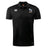 The Ballantyne Ridge Wolves Club Dry Polo by EMB Canterbury is a black short-sleeve rugby shirt with a collar, featuring the Canterbury logo on the right chest and "BR Wolves Rugby" emblem on the left, made with breathable Vapodri Technology.