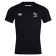 The Ballantyne Ridge Wolves Club Dry Tee by EMB Canterbury is a breathable black workout t-shirt featuring "Canterbury" and "BR Hookers Rugby" logos on the chest for ultimate comfort.
