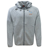 Light gray Ballantyne Ridge Wolves Tempo VapoDri Full-Zip Hoodie by EMB Canterbury with hood, drawstrings, front pockets, "Wolves" logo, moisture-wicking VapoDri tech, and Canterbury chest logo.
