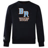 The Ballantyne Ridge Wolves Club Crew Sweatshirt by WRS Canterbury is ultra soft, black, with bold "BR" and "WOLVES RUGBY" on the front, plus an embroidered CCC logo on the left sleeve.