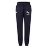 The Ballantyne Ridge Wolves Women's Leisure Sweatpant by Canterbury features a navy jogger style, drawstring waist, "BR Wolves Rugby" logo on the left thigh, and a white EMB Canterbury logo on the right thigh.