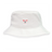 The Superior Rugby Club Crusher Bucket Cap by EMB S&S Activewear is a white cotton twill hat featuring an embroidered logo with red wings, a central "S," and "Superior Rugby" text, blending style with sun protection.