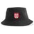 The San Diego Legion Rugby Academy Crusher Bucket Cap by EMB S&S Activewear is a black cotton twill hat with a red and white "SD Legion" logo on the front, combining style and sun protection.