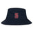 The St. Ignatius Rugby Crusher Bucket Cap by EMB S&S Activewear is a navy cotton twill hat with a red and white "S" and "RUGBY" embroidered on the front, blending classic style with sun protection.