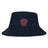 The EMB S&S Activewear Charlotte Cardinals Rugby Club Crusher Bucket Cap features a navy cotton twill build and a red embroidered cardinal and shield logo on the front, delivering classic style and sun protection.