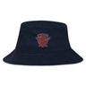The EMB S&S Activewear Charlotte Cardinals Rugby Club Crusher Bucket Cap features a navy cotton twill build and a red embroidered cardinal and shield logo on the front, delivering classic style and sun protection.