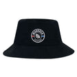 The Mudsock Rugby Crusher Bucket Cap by EMB S&S Activewear features a circular "Mudsock Youth Rugby" patch with a rugby ball and red, white, and blue accents on the front, offering stylish sun protection.